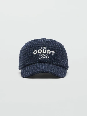 MANGO KIDS - Czapka wełniana z wyszywanym napisem granatowy -  lata - Dzieci