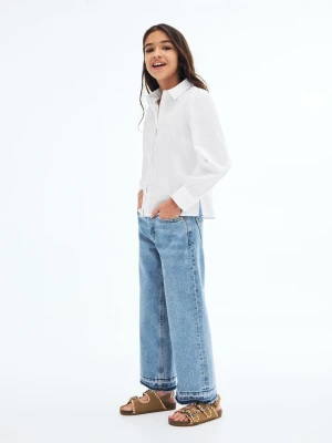 MANGO KIDS - Długa koszula z bawełny biały - - Dzieci
