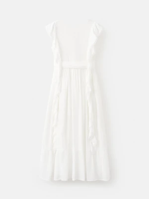 Długa sukienka z falbanami biały - Dzieci - - MANGO KIDS
