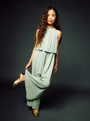 MANGO KIDS - Długi teksturowany kombinezon zielony - lata - Dzieci