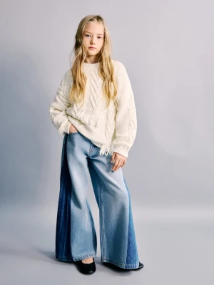 Dwukolorowe dżinsy palazzo średni niebieski - Dzieci - - MANGO KIDS