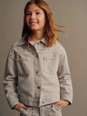 MANGO KIDS - Dżinsowa kurtka z ćwiekami szary denim - lata - Dzieci