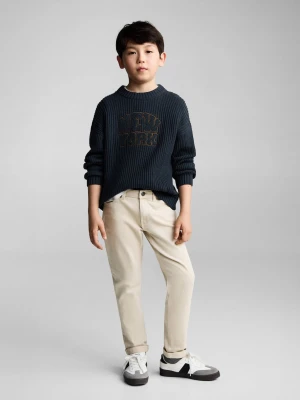 MANGO KIDS - Dżinsy bawełniane z prostymi nogawkami beżowy - - Dzieci