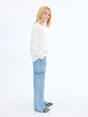 MANGO KIDS - Dżinsy cargo straight fit średni niebieski - - Dzieci