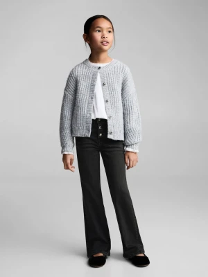 MANGO KIDS - Dżinsy flare z guzikami black denim - - Dzieci