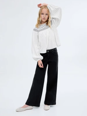 MANGO KIDS - Dżinsy o kroju wideleg z dżetami black denim - - Dzieci