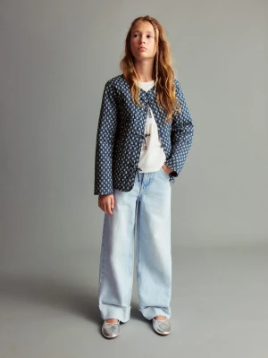 MANGO KIDS - Dżinsy wideleg z wywiniętym dołem jasnoniebieski - - Dzieci