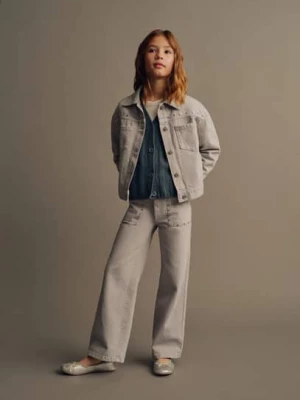 MANGO KIDS - Dżinsy z prostymi nogawkami i ćwiekami szary denim - lata - Dzieci