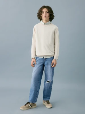 MANGO KIDS - Dżinsy ze średnim stanem i prostymi nogawkami średni niebieski - - Dzieci