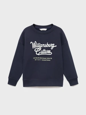MANGO KIDS - Haftowana bluza z nadrukiem granatowy - lata - Dzieci