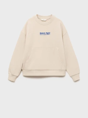 MANGO KIDS - Haftowana bluza z nadrukiem piaskowy - lata - Dzieci