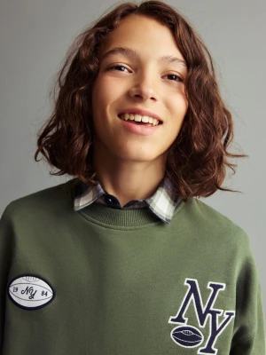 MANGO KIDS - Haftowana bluza z nadrukiem zielony - lata - Dzieci
