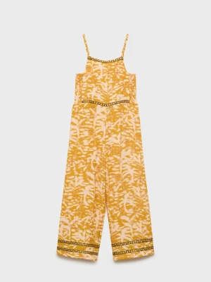 MANGO KIDS - Haftowany kombinezon z długimi nogawkami musztardowy - - Dzieci