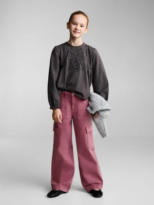 MANGO KIDS - Jeansy cargo kasztanowy - - Dzieci