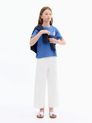 MANGO KIDS - Jeansy culotte z przeszyciami biały - - Dzieci