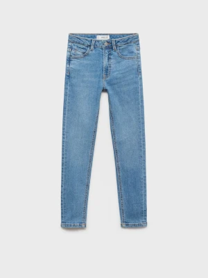 MANGO KIDS - Jeansy skinny z haftem gwiazd średni niebieski - - Dzieci