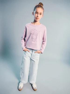 MANGO KIDS - Jeansy wide leg z gwiazdami jasnoniebieski - lata - Dzieci