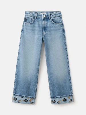 Jeansy wide leg z wywiniętym dołem średni niebieski - Dzieci - - MANGO KIDS