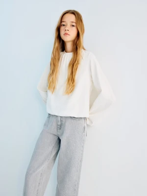 MANGO KIDS - Jeansy wide leg ze zdobieniami szary denim - lata - Dzieci