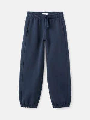 MANGO KIDS - Joggery bawełniane z elastycznym pasem ciemnogranatowy - - Dzieci