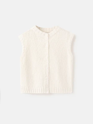MANGO KIDS - Kamizelka z dzianiny na guziki kość słoniowa - lata - Dzieci