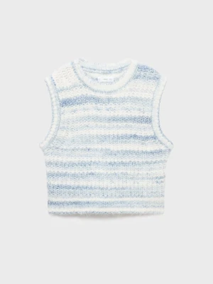 MANGO KIDS - Kamizelka z dzianiny w paski błękitny - lata - Dzieci