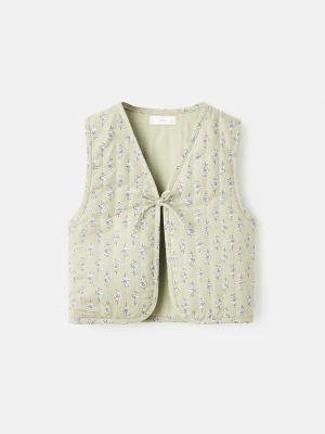 MANGO KIDS - Kamizelka z kwiatowym nadrukiem miętowa zieleń - lata - Dzieci