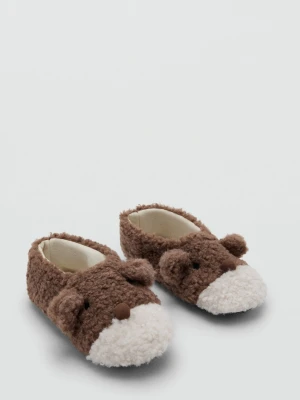 MANGO KIDS - Kapcie domowe pieski brązowy - - Dzieci