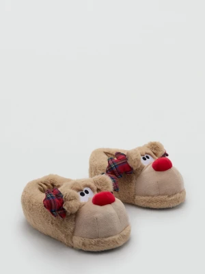 MANGO KIDS - Kapcie z motywem renifera brązowy - - Dzieci