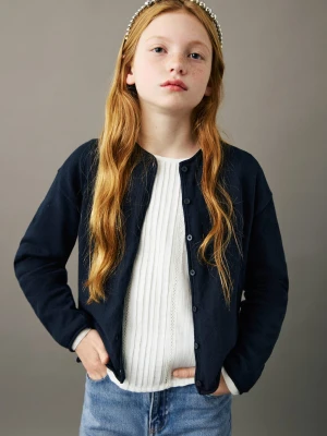 MANGO KIDS - Kardigan dzianinowy z długimi rękawami granatowy - lata - Dzieci