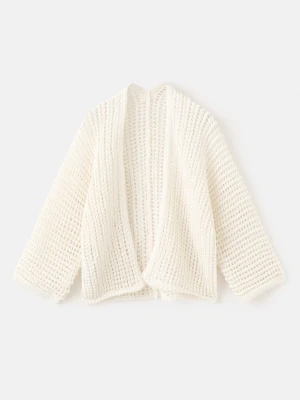 MANGO KIDS - Kardigan z ażurowej dzianiny kremowy / écru - lata - Dzieci