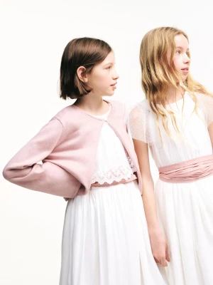 MANGO KIDS - Kardigan z cienkiej dzianiny blady róż - lata - Dzieci