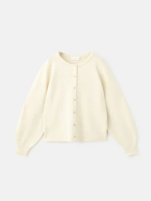 MANGO KIDS - Kardigan z dzianiny pastelowy żółty - lata - Dzieci