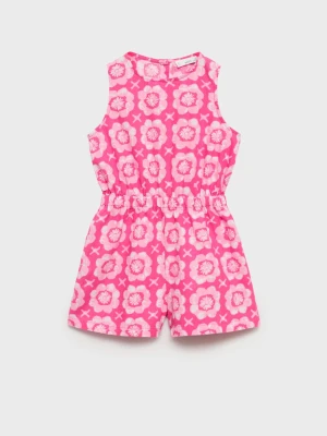 MANGO KIDS - Kombinezon lniany ze wzorem różowy - - Dzieci