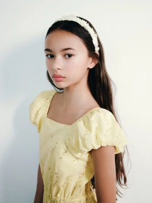 MANGO KIDS - Kombinezon z kwiatowym haftem zieleń lima - lata - Dzieci