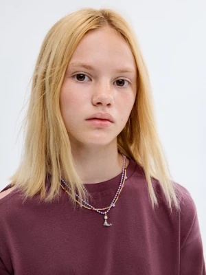 MANGO KIDS - Komplet 2 naszyjników z łączonych materiałów liliowy - Rozmiar uniwersalny - Dzieci