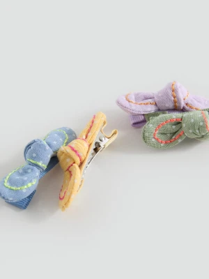 MANGO KIDS - Komplet 4 spinek do włosów z kokardką jasny/pastelowa purpura - Rozmiar uniwersalny - Dzieci