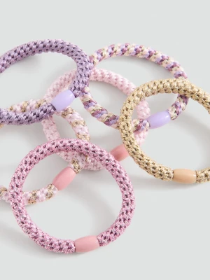 MANGO KIDS - Komplet 6 gumek do włosów blady róż - Rozmiar uniwersalny - Dzieci