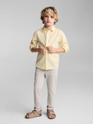 MANGO KIDS - Koszula bawełniana regular fit pastelowy żółty - - Dzieci