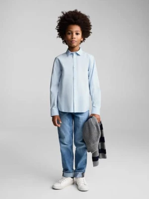 MANGO KIDS - Koszula regular fit z bawełny w paski błękitny - - Dzieci