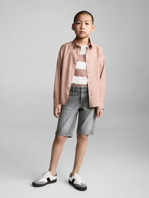 MANGO KIDS - Koszula z bawełny i lnu cielisty - - Dzieci