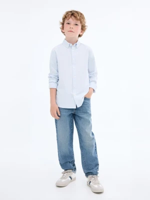 MANGO KIDS - Koszula z tkaniny Oxford w paski błękitny - - Dzieci