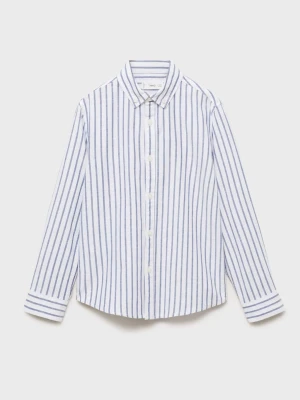 MANGO KIDS - Koszula z tkaniny Oxford w paski niebieski - - Dzieci