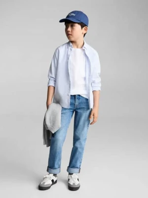 MANGO KIDS - Koszula z tkaniny oxford z 100% bawełny w paski błękitny - - Dzieci