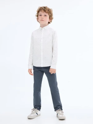 MANGO KIDS - Koszula z tkaniny Oxford ze wzorem biały - - Dzieci