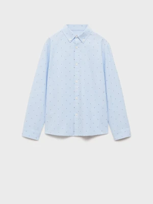 MANGO KIDS - Koszula z tkaniny Oxford ze wzorem błękitny - - Dzieci