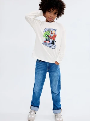 MANGO KIDS - Koszulka bawełniana z superbohaterem Marvela złamana biel - lata - Dzieci