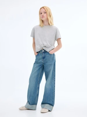 MANGO KIDS - Koszulka bawełniana z węzłem średni szary - lata - Dzieci