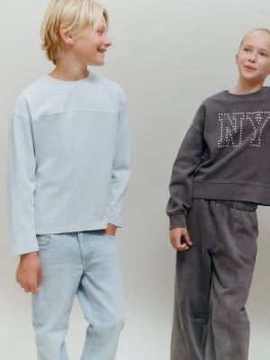 MANGO KIDS - Koszulka bawełniana ze szwem błękitny - lata - Dzieci