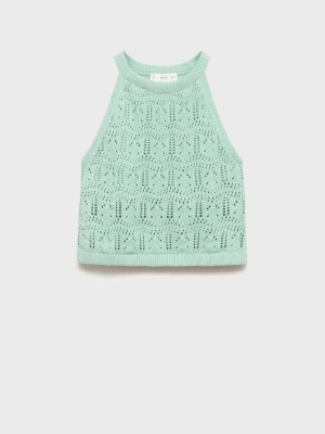 MANGO KIDS - Top ażurowa dzianina bladozielony - lata - Dzieci